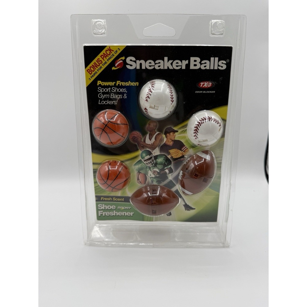 Sneaker Balls 6-Pack Gym Bag, and Locker Deodorizer Sports Theme